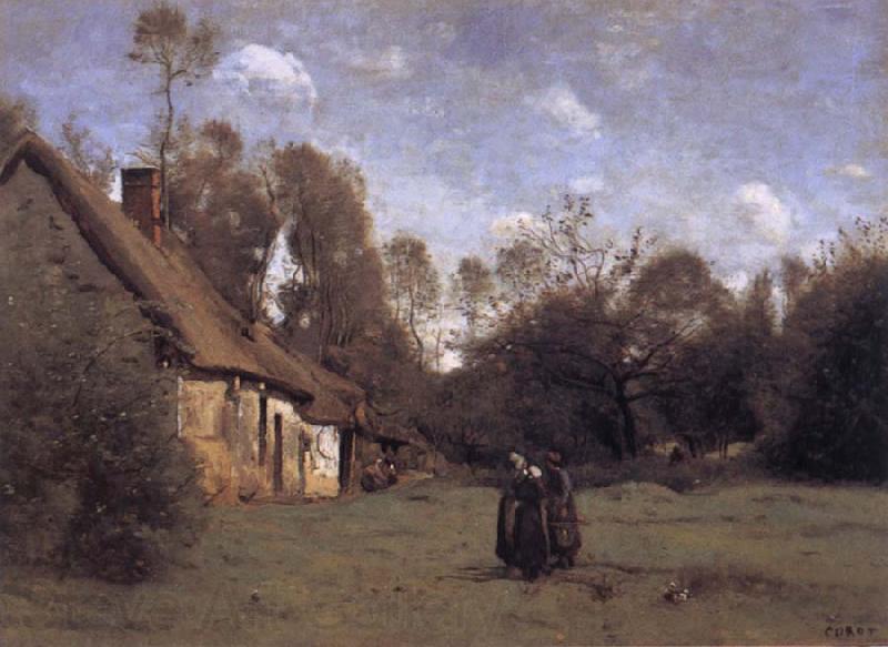 Jean Baptiste Camille  Corot Farmhouse in Normandy Norge oil painting art
